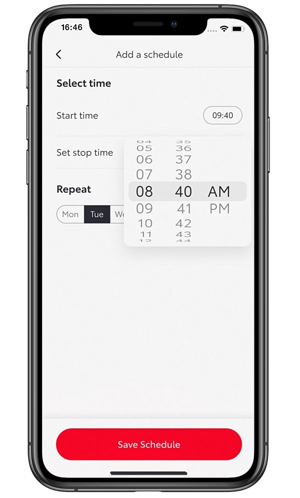 Phone screen showing saved smart charging preferences within the MyToyota app 